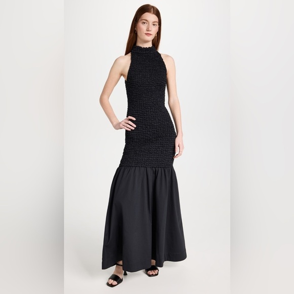 NWOT STAUD Kiera Black Textured Dress Size Medium - Picture 4 of 14